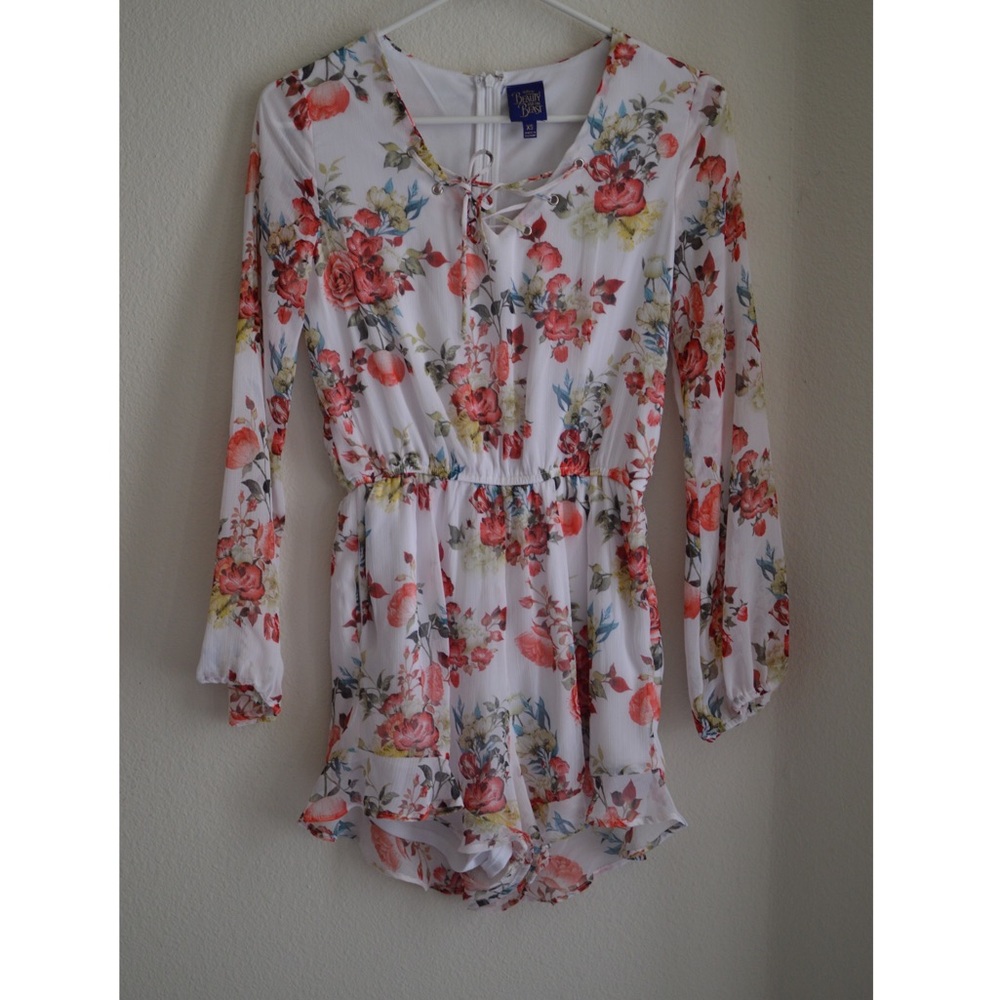 XS Beauty & the Beast Juniors' Floral Romper